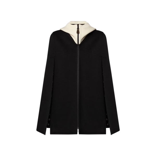 Ribbed Hood Double Face Cape