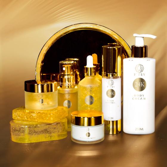 Whitening 24K Gold Skin Care Set 24K Gold Soap Body Lotion Face Lotion Serum Cream Gold foil Toner