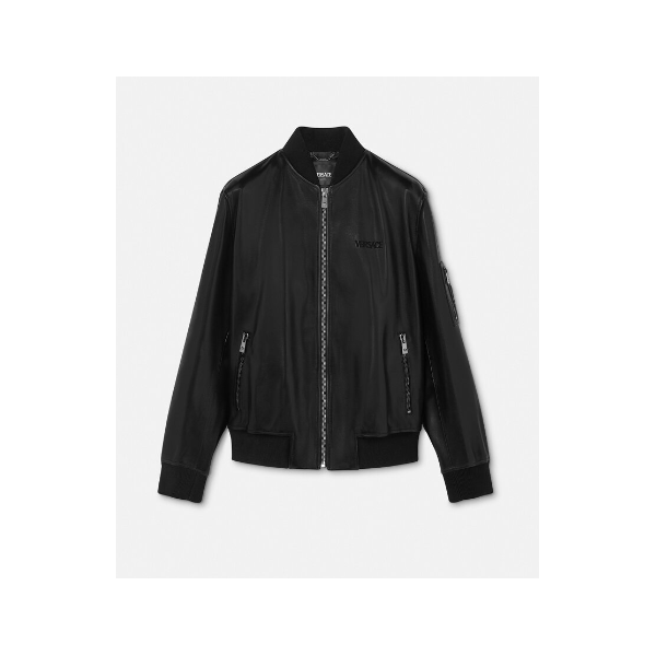 Leather bomber jacket