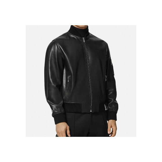 Leather bomber jacket