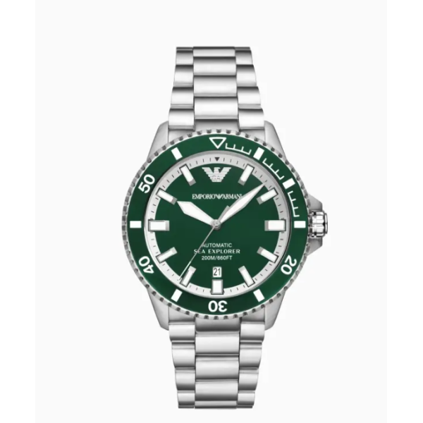 men's large dial luminous diving steel belt mechanical watch