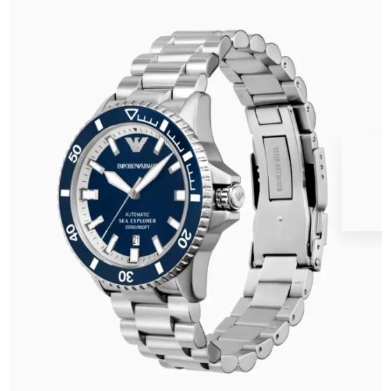 Men's Large Dial Luminous Diving Plain Steel Strap Mechanical Watch