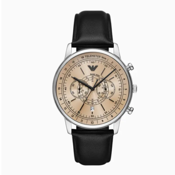 Men's large dial leather wristband trendy avant-garde quartz watch