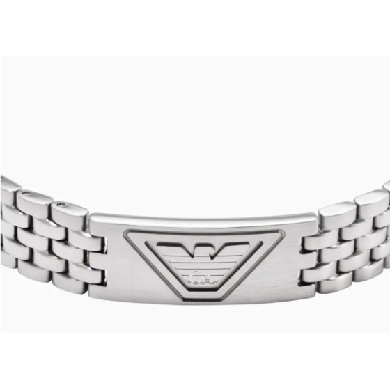 Men's Braided Brushed Steel Chain Plain Eagle Engraved Bracelet