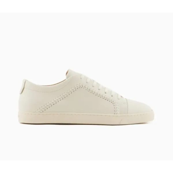Men's sheepskin lace-up low-top round-toe flat casual sneakers