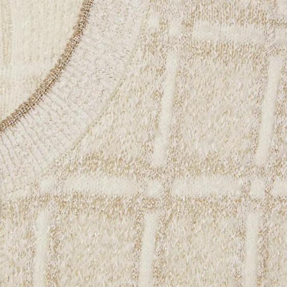 Wool Lurex Check Jacquard Cardigan