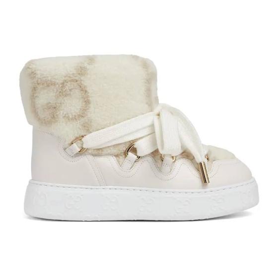 Women's Ivory Wool Effect Boots