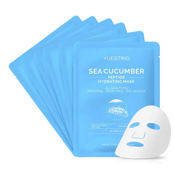 Wholesale OEM/ODM Private Label Best Brightening Hydrating Sheet Facial Mask Skin Care Sea Cucumber Peptide Face Mask