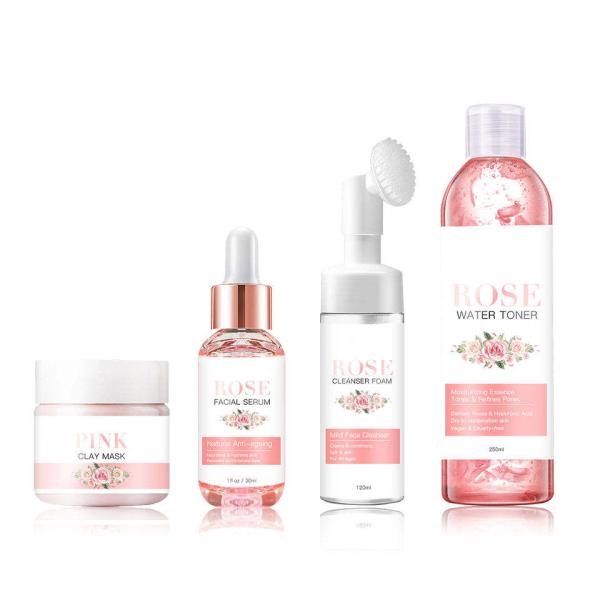 AiXin Private Label 4PCS Skincare Kit Moisturizing Soothing Rejuvenating Anti Aging Whitening Skin Rose Skin Care Set