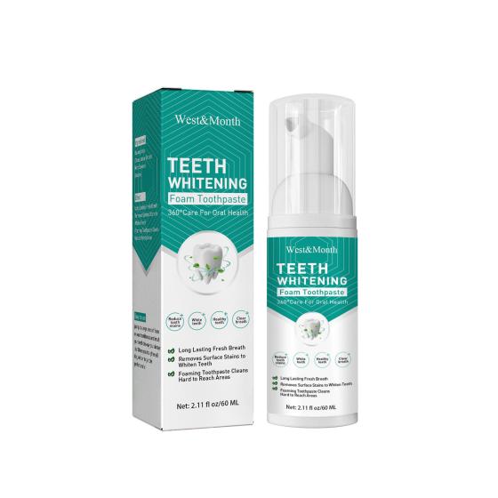 Popular West&Month Long Lasting Fresh Breath Tartar Stains Removal Oral Care Teeth Whitening Foam Toothpaste For Kids Adult
