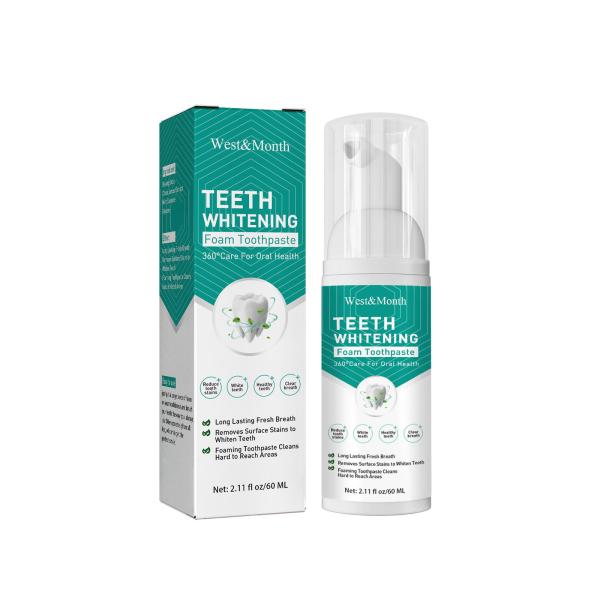 Popular West&Month Long Lasting Fresh Breath Tartar Stains Removal Oral Care Teeth Whitening Foam Toothpaste For Kids Adult