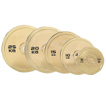 Wholesale high quality Gold Steel Bumpers cast iron barbell home gym equipment barbell with weight plates set