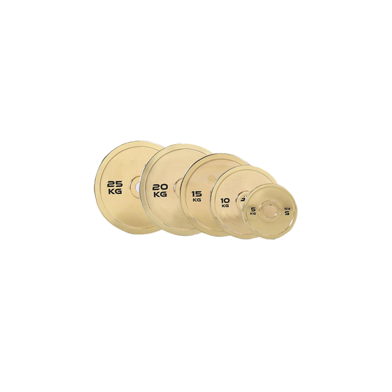 Wholesale high quality Gold Steel Bumpers cast iron barbell home gym equipment barbell with weight plates set