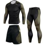 Men's gym clothes 3 piece set Training wear set men's gym sports leggings supplies thermal compression shorts rash-guard