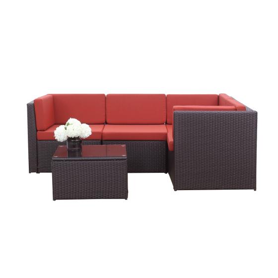 Poolside chaise L-shape lounge sectional patio rattan sofa sets garden outdoor Leisure furniture