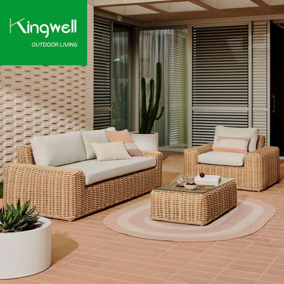 Luxury garden sets furniture outdoor PE rattan sofa wicker aluminum patio furniture set outdoor lounge sofa set