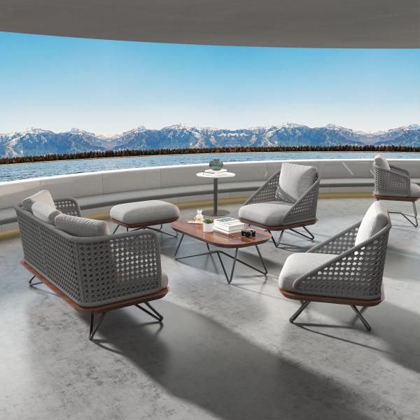 Fulin Best Selling Wire Sample Steel Luxurury aluminium Outdoor Leisure Modular Balcony Sofa Sunbed