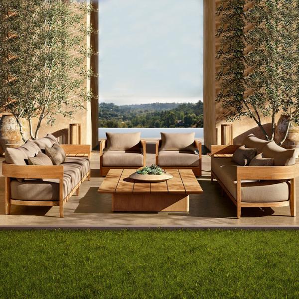 Luxury outdoor Teak Sofa Set Modern Wood Furniture leisure Garden Sofa Patio Furniture Set L Shape Sofa