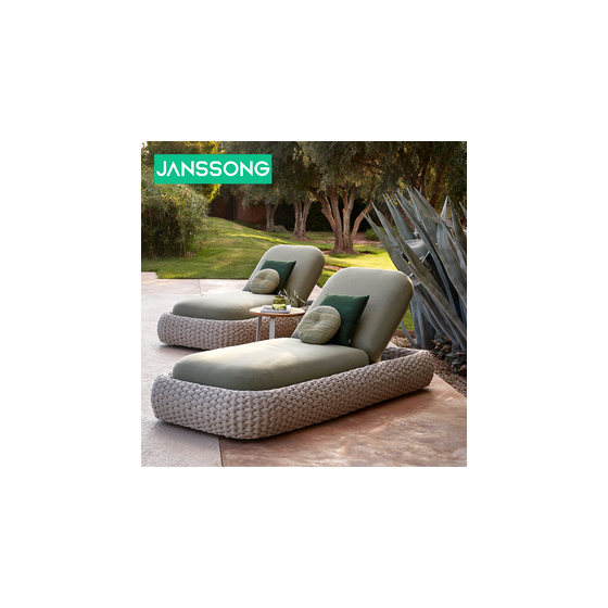 Outside Hotel Lounger Aluminum Frame Sunbed Villa Terrace Rattan Outdoor Foldable Terrace Sunbathing Pool Garden Lounge Chair