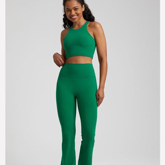 custom gym women's tank tops and flared pants gym fitness 2 pieces sets plus size active wears yoga set high quality for ladies