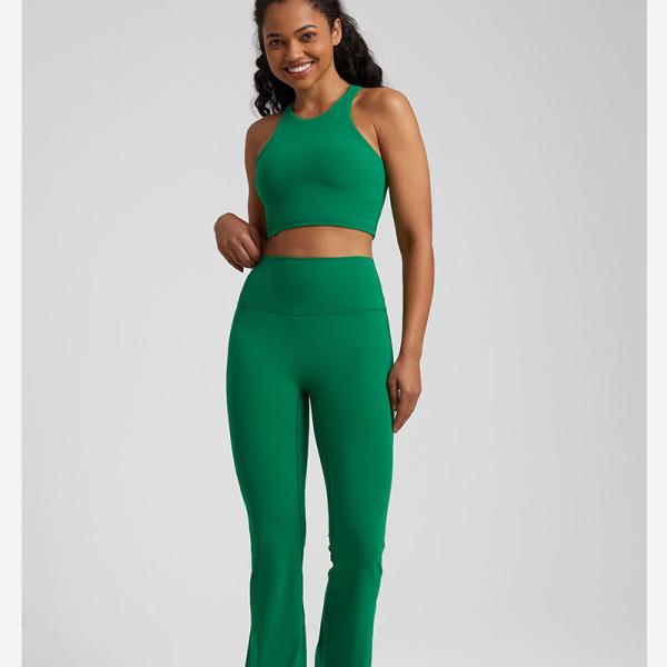 custom gym women's tank tops and flared pants gym fitness 2 pieces sets plus size active wears yoga set high quality for ladies