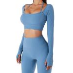 2pcs Hot Long Sleeve High Waist Legging Gym Sports Fitness Clothing Workout Active Wear Yoga Set Women