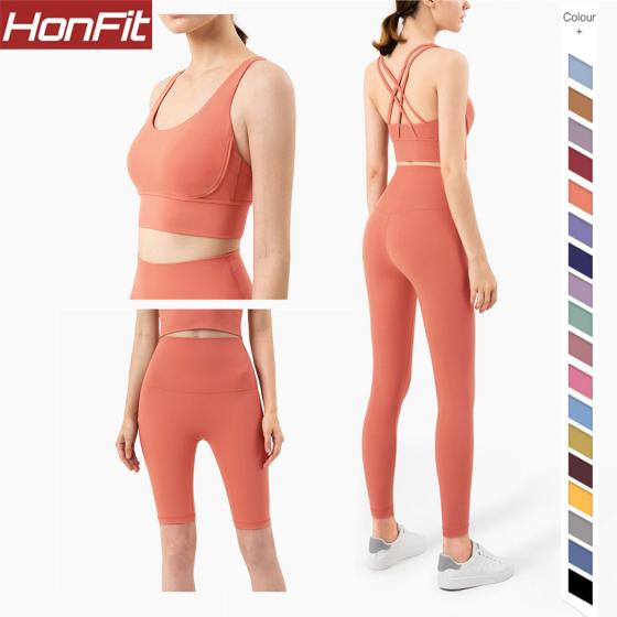 High quality gym women yoga 3-piece sets activewear fitness yoga wear gym female sets for women