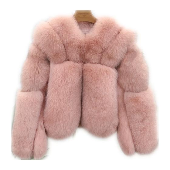 Women Fashion high-end imported real fox fur jacket female Vintage mid-length Luxury fur coat For Women